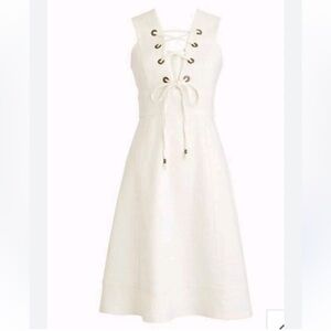 J. Crew  Cream Structured Lace Up Dress